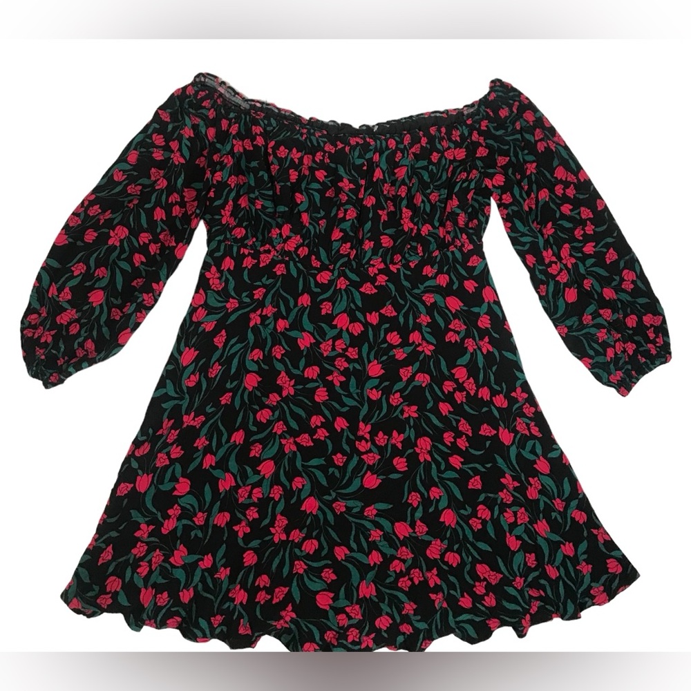 Floral off-shoulder mini dress M Nwt